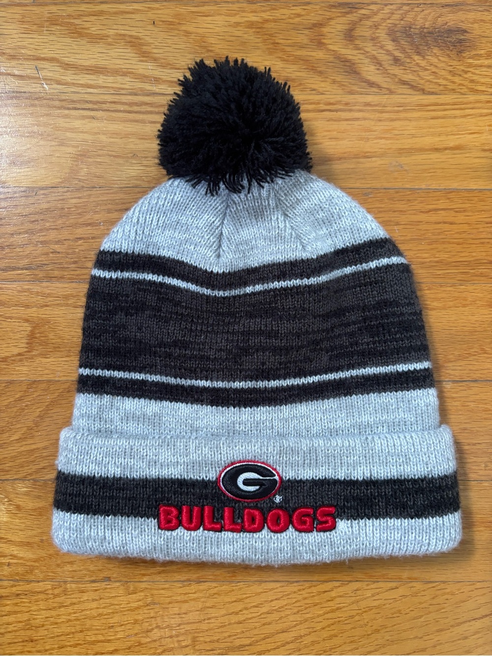 Kids Pom Beanie - Gray & Black